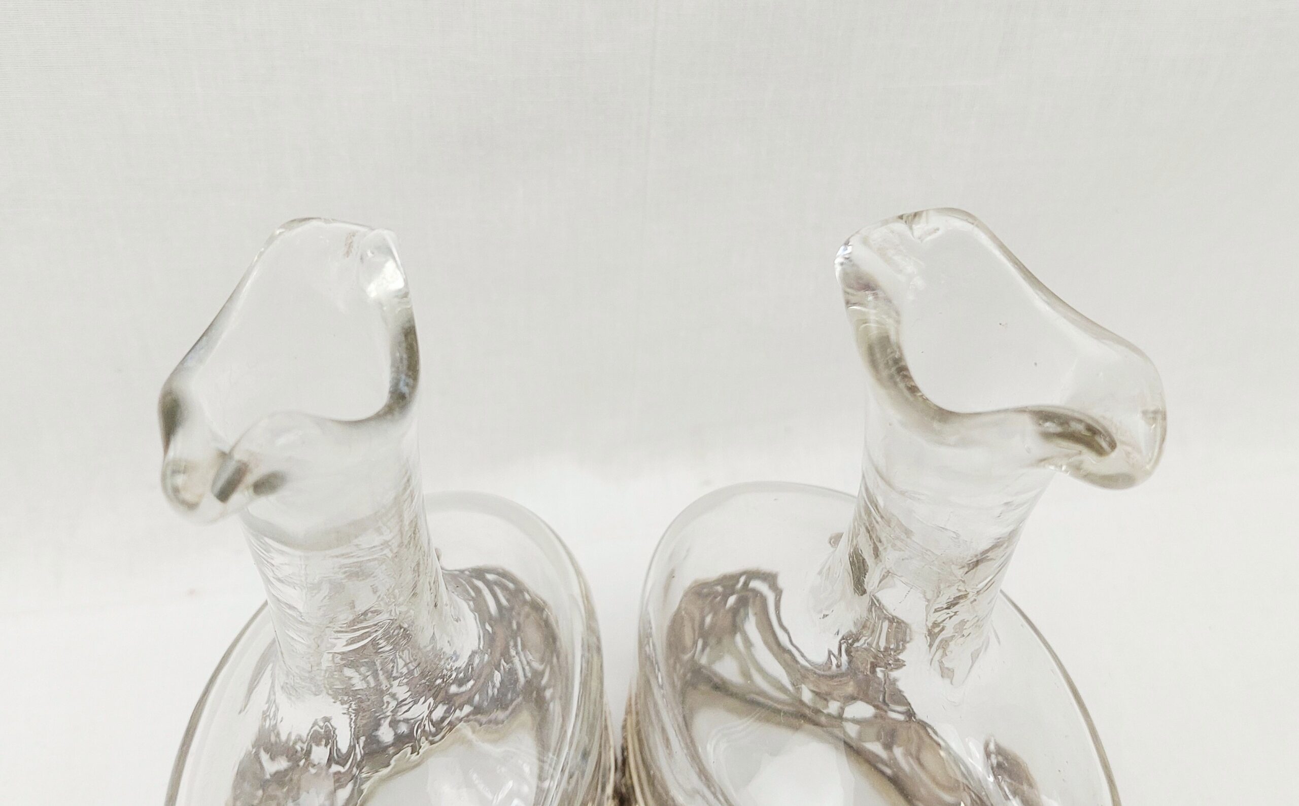 Pair Of Double Spout Birmingham 1915 Silver Mounted Carafes - Image 7