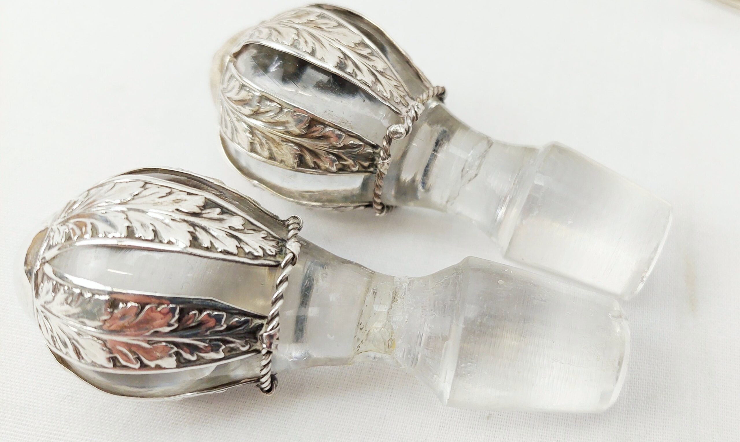Pair Of Double Spout Birmingham 1915 Silver Mounted Carafes - Image 4