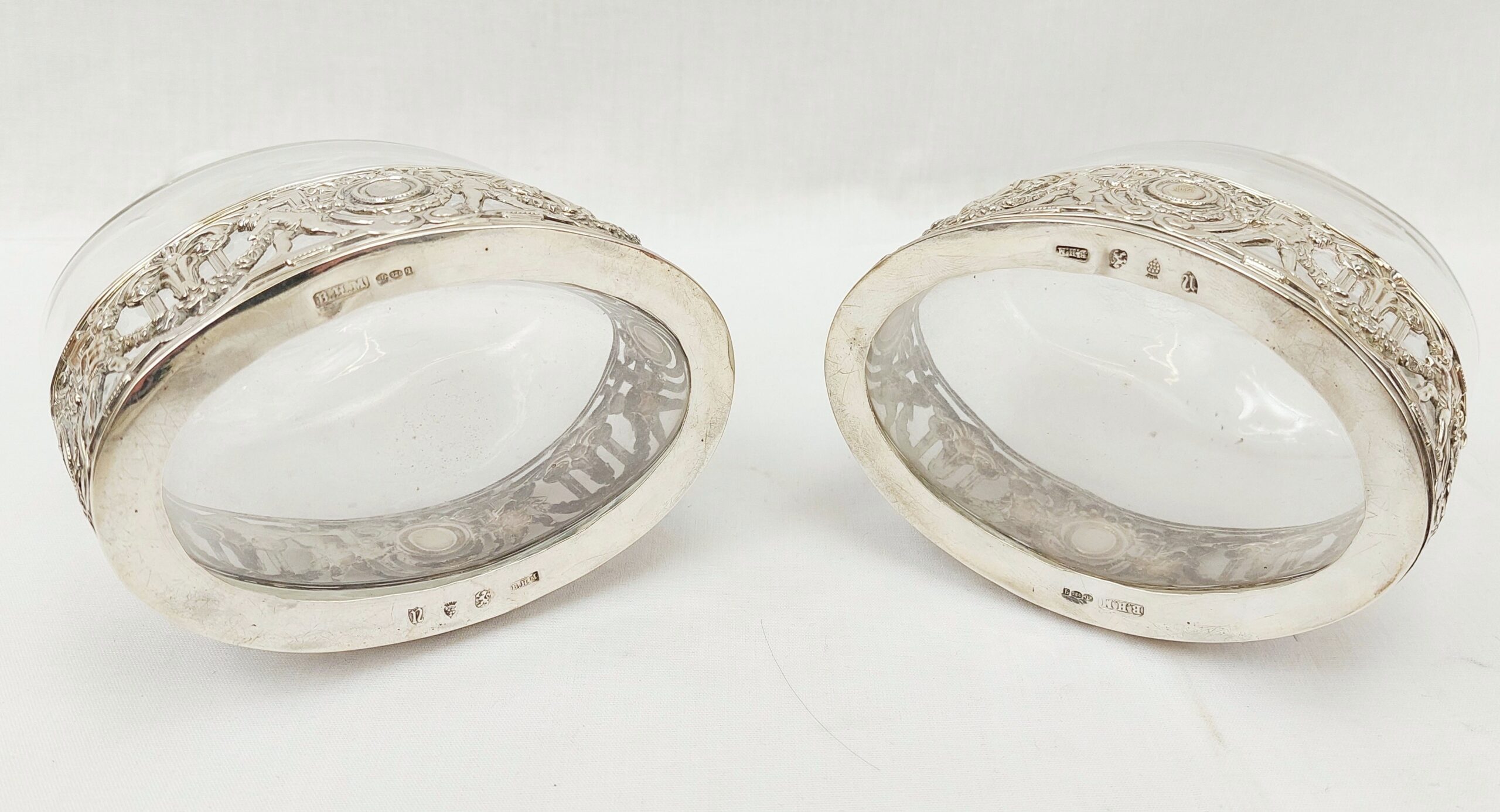 Pair Of Double Spout Birmingham 1915 Silver Mounted Carafes - Image 3