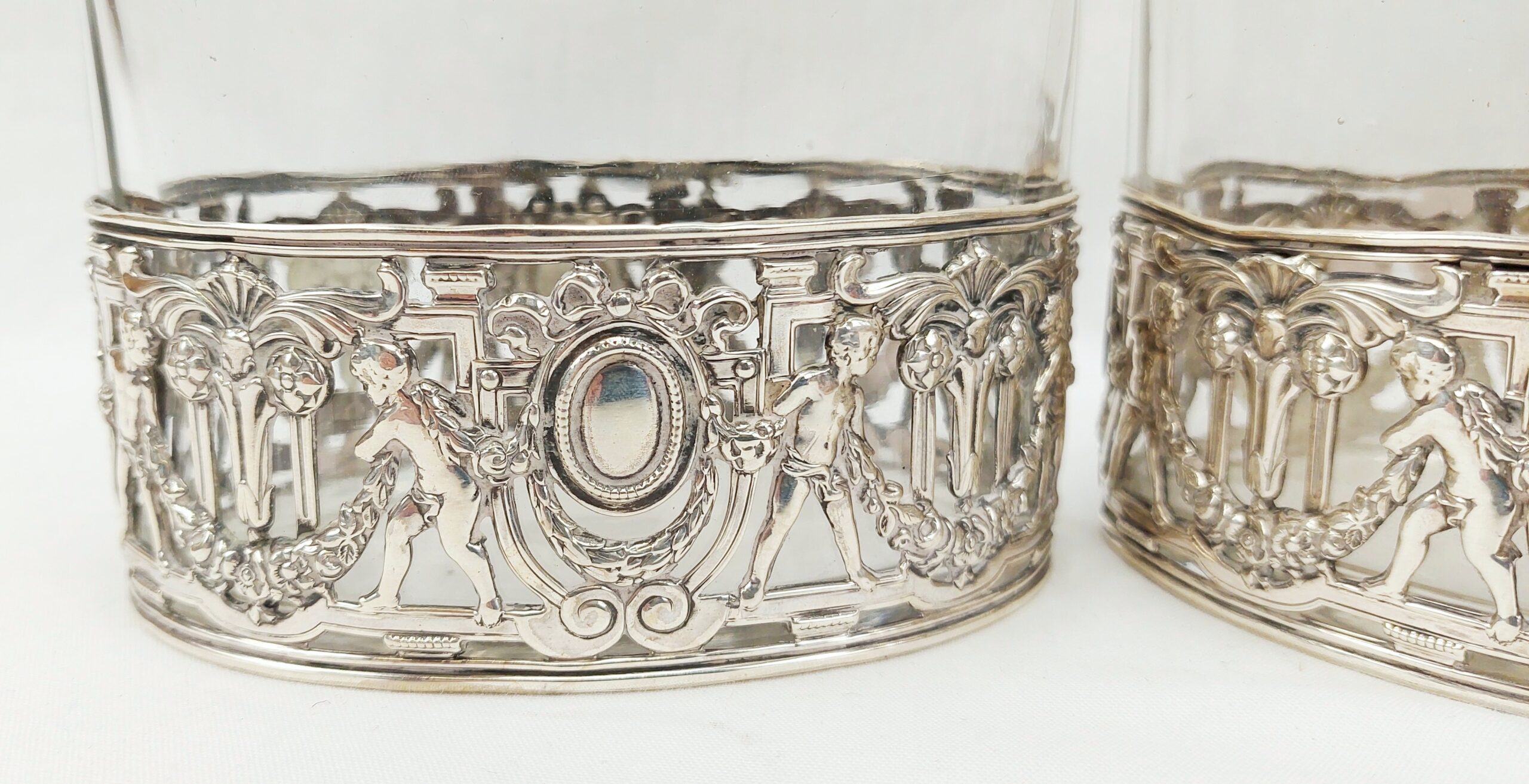 Pair Of Double Spout Birmingham 1915 Silver Mounted Carafes - Image 15