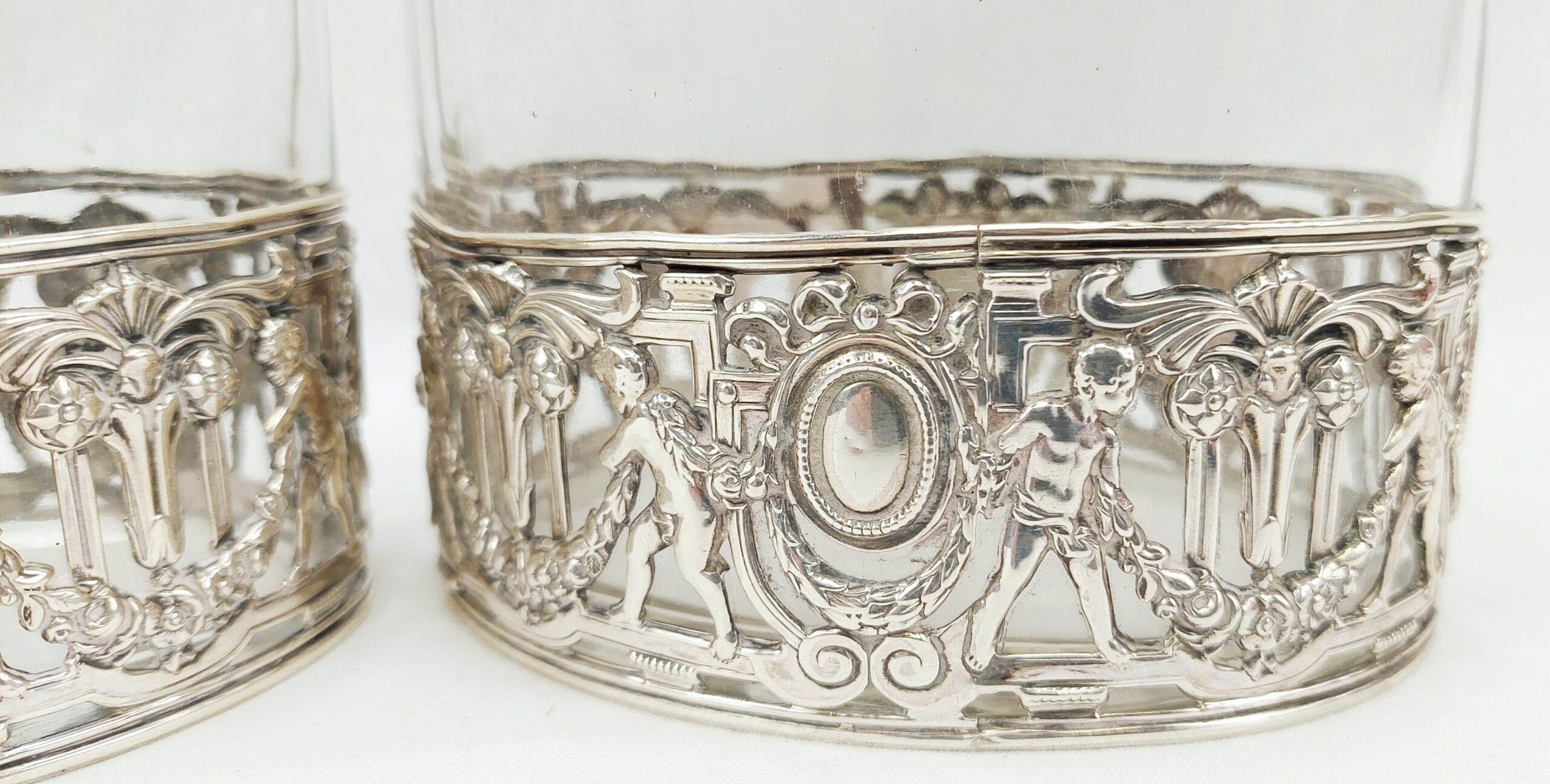 Pair Of Double Spout Birmingham 1915 Silver Mounted Carafes - Image 14