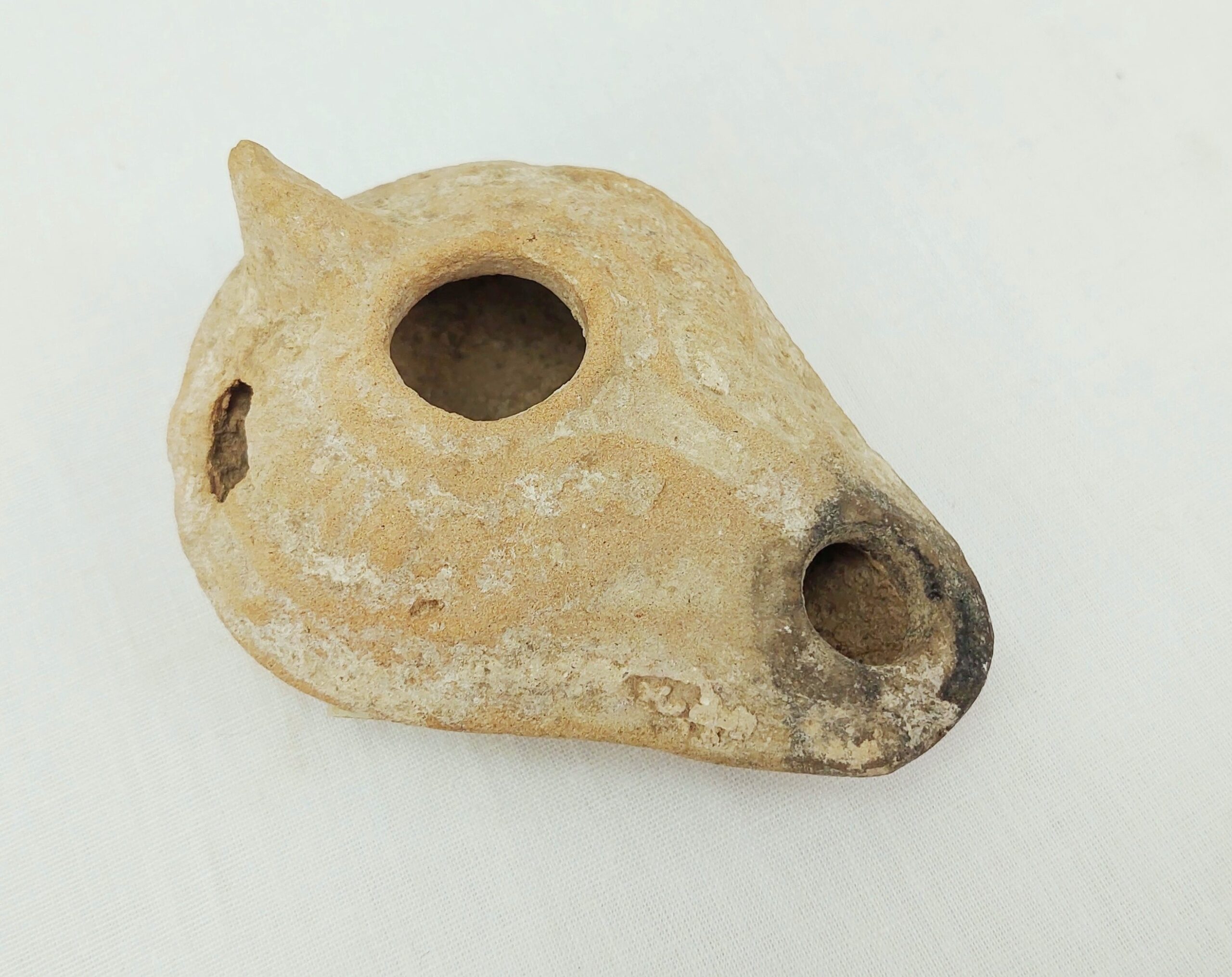 Small Roman Oil Lamp With Incised Pattern - Image 3