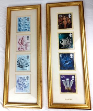 Two Framed Sets of Royal Mail Stamp Designs for England and Wales