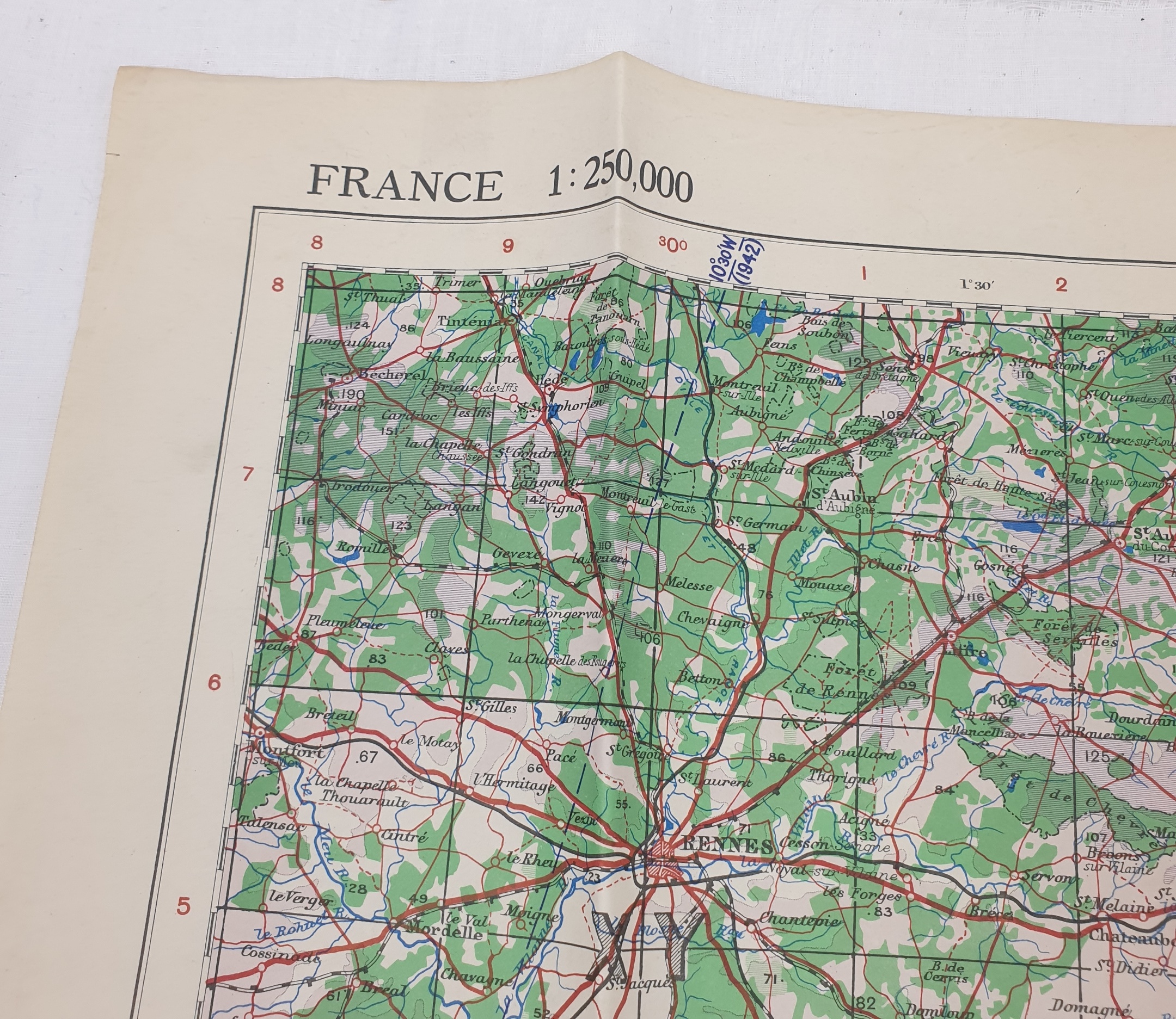 WW2 RAF Navigators 1943 Dated Map Of Central France - Image 6