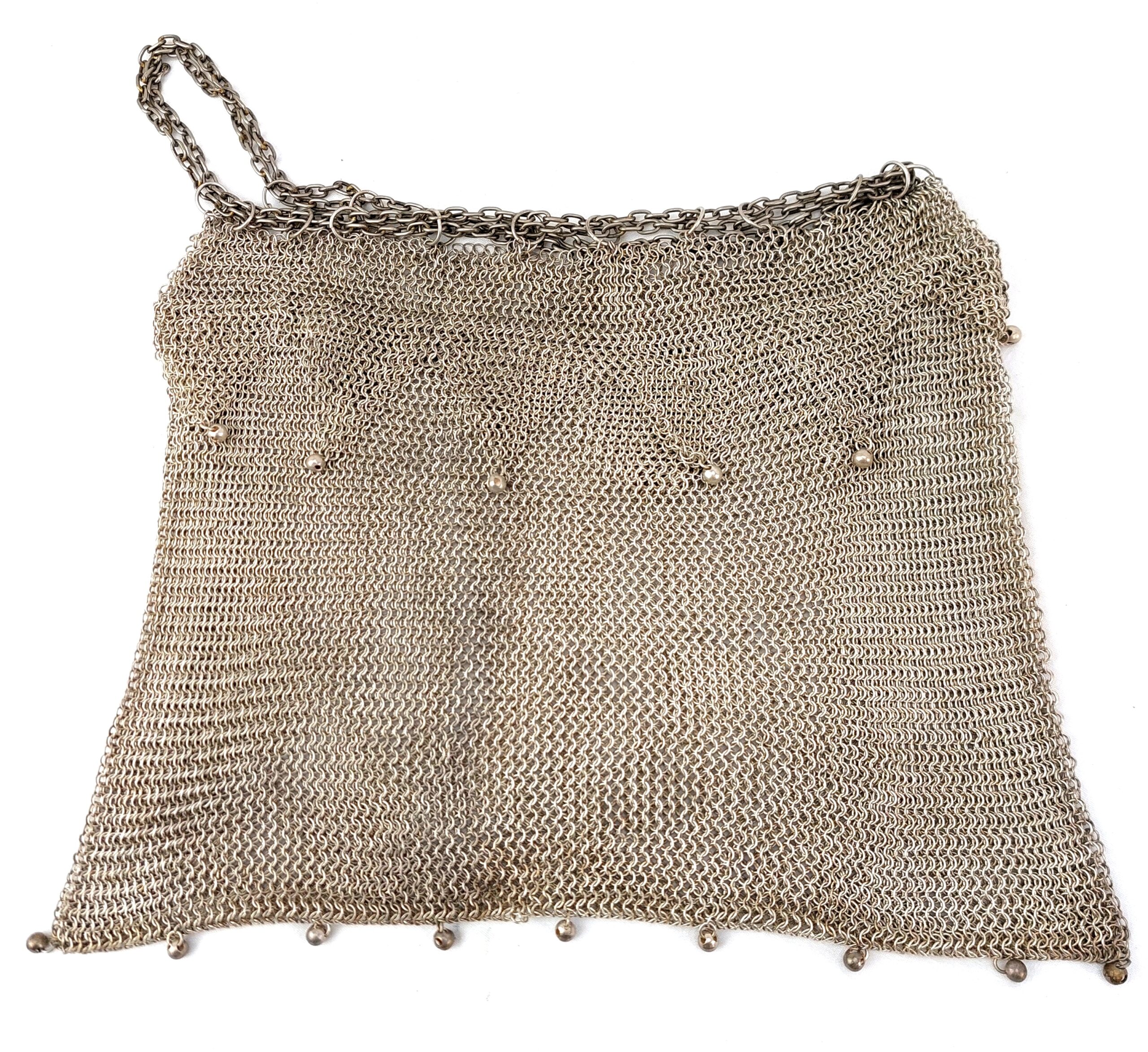 Art Deco, Sterling Silver Chain Link, Evening Bag, c1920 - Image 7