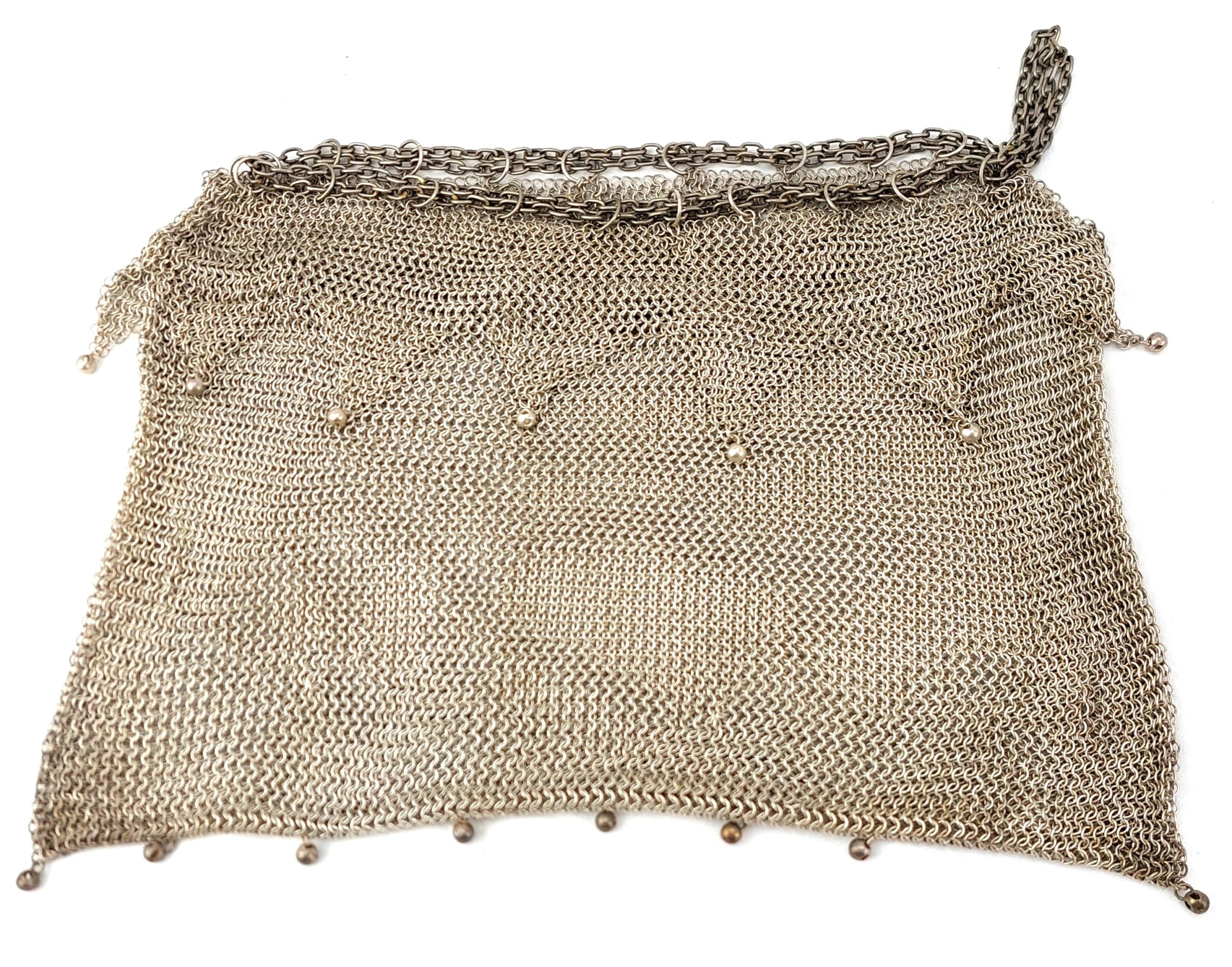 Art Deco, Sterling Silver Chain Link, Evening Bag, c1920 - Image 9