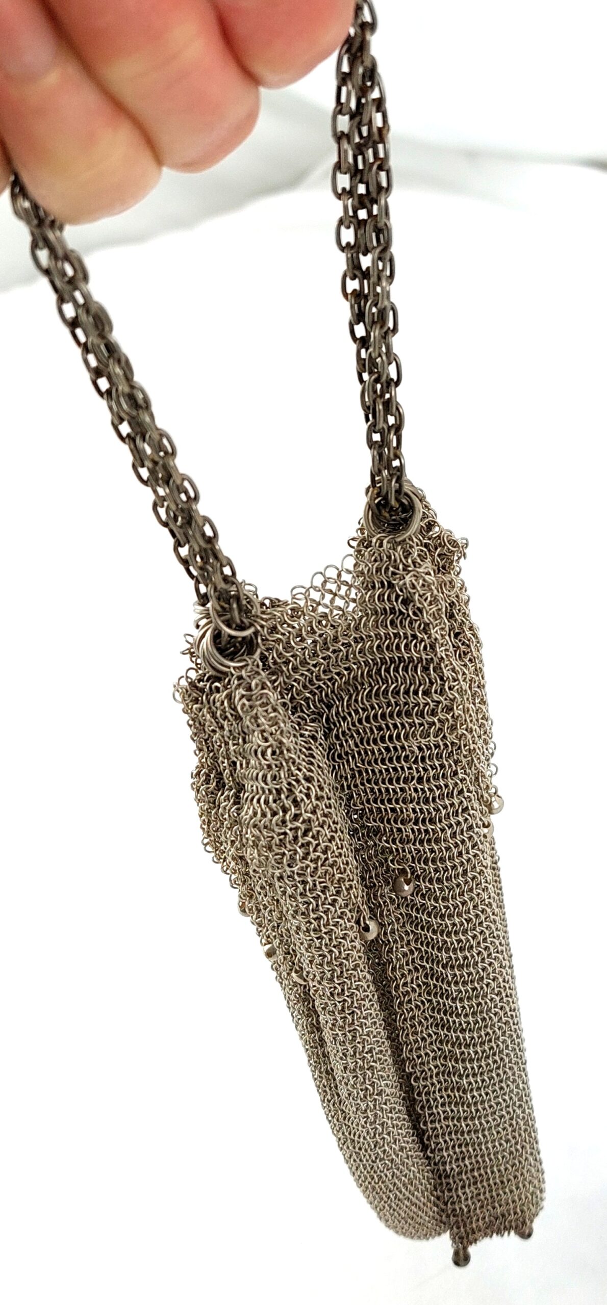 Art Deco, Sterling Silver Chain Link, Evening Bag, c1920 - Image 3