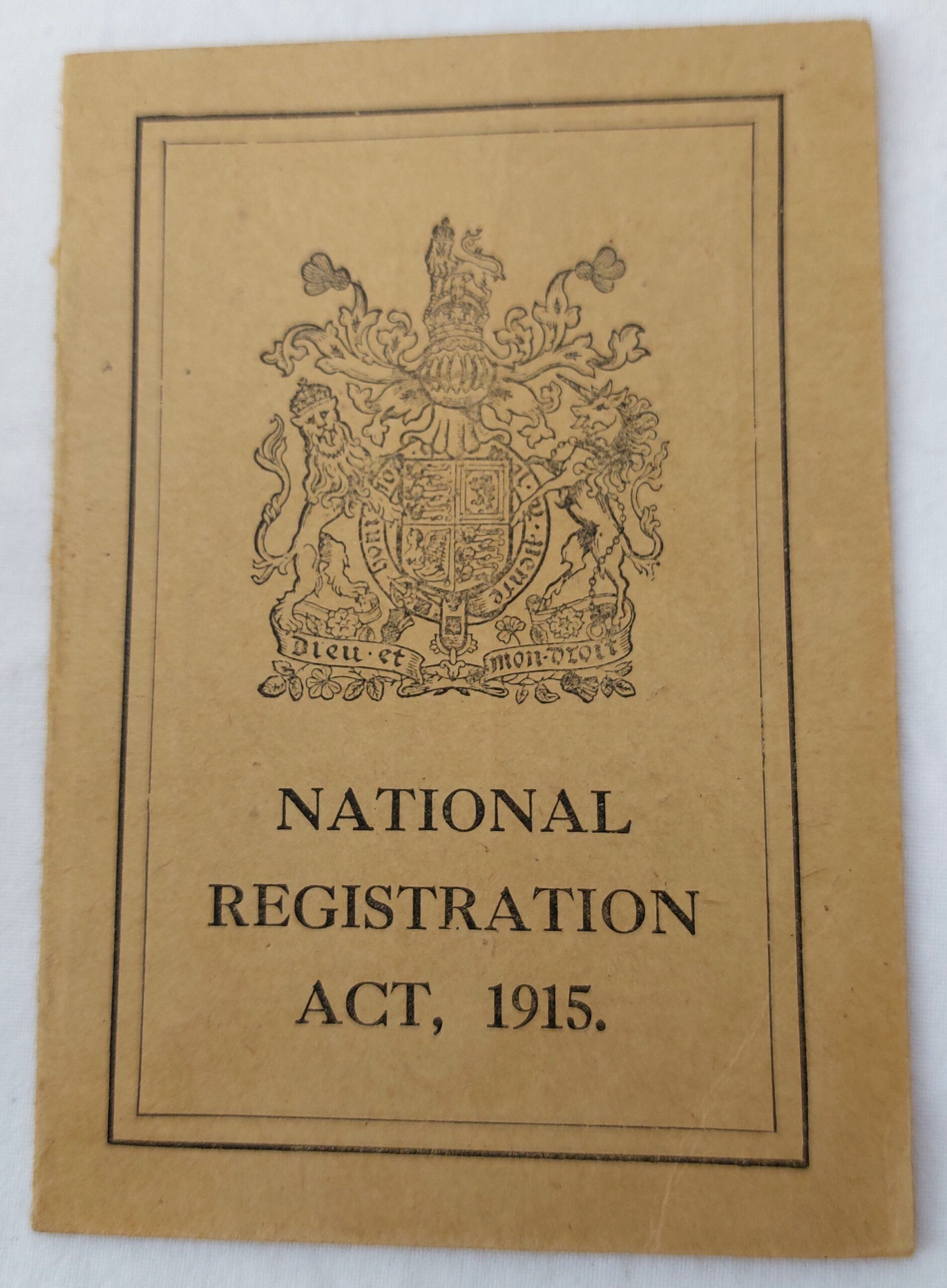 British, WW1, National Registration Act 1915 Identity Card, 'Miss Alice S. Samways'