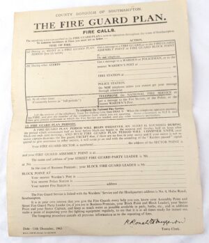British, WW2, Southampton Fire Guard Plan 1943