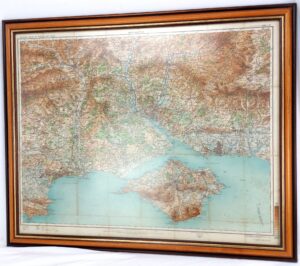 Framed Map of Southampton, Portsmouth & Isle of Wight, Two Miles to One Inch, Sheet 38, 1906