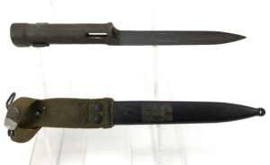 German, c.1975, FN FAL Type C Socket Bayonet, with Original Scabbard & integral Web Belt Hanger, By AES Solingen