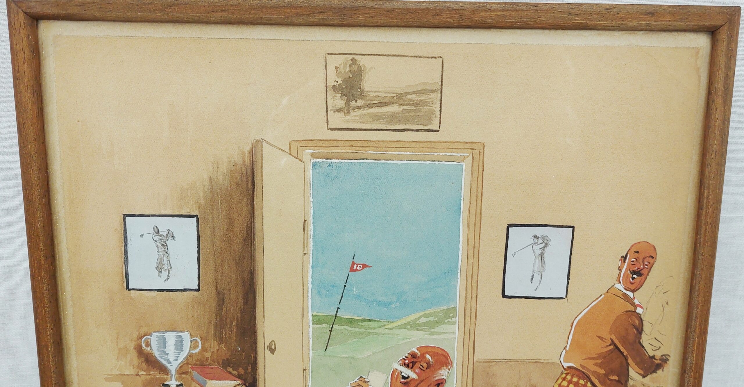 c1940’s Original Framed L.B. Martin Golfing Cartoon Watercolour - Image 2