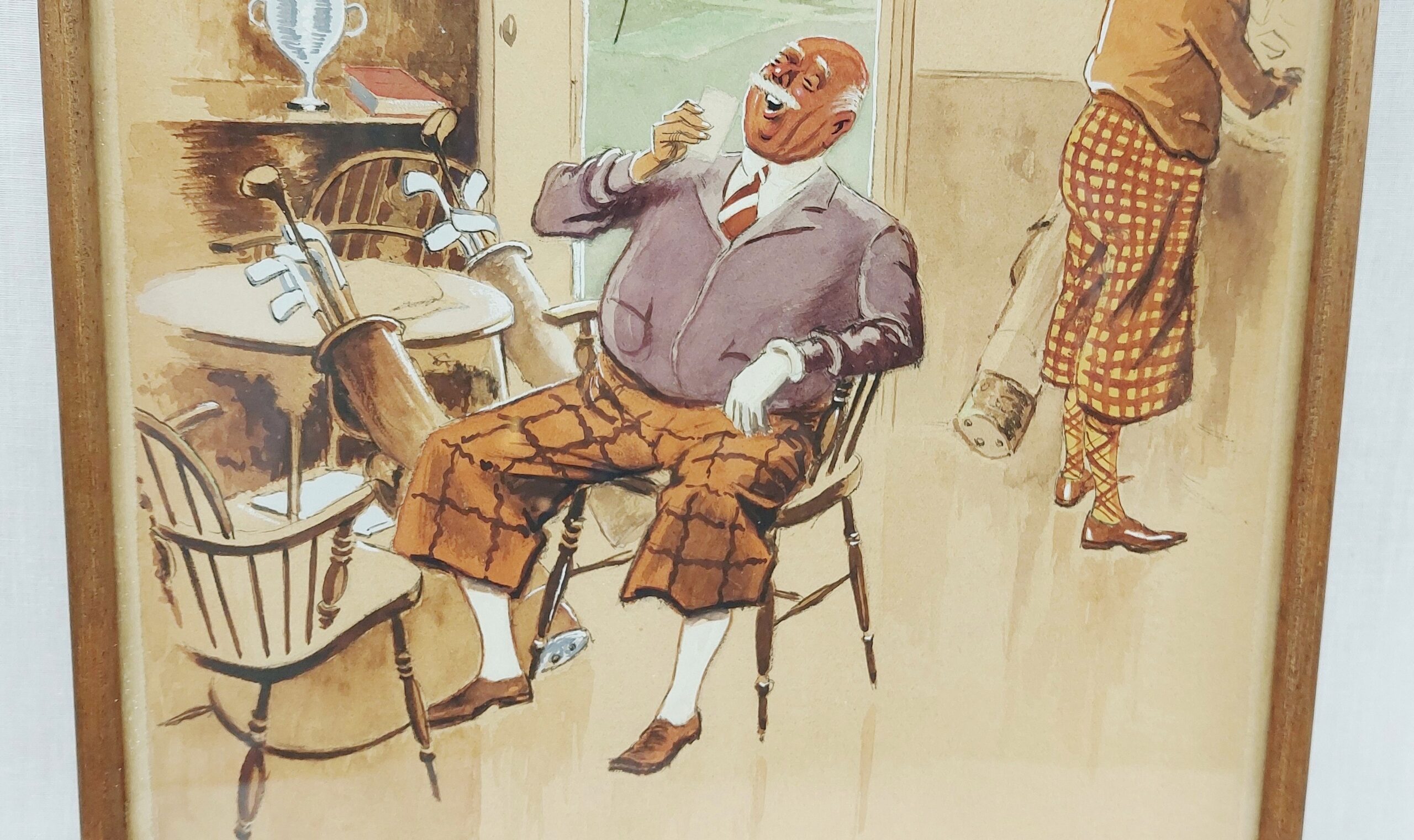 c1940’s Original Framed L.B. Martin Golfing Cartoon Watercolour - Image 3