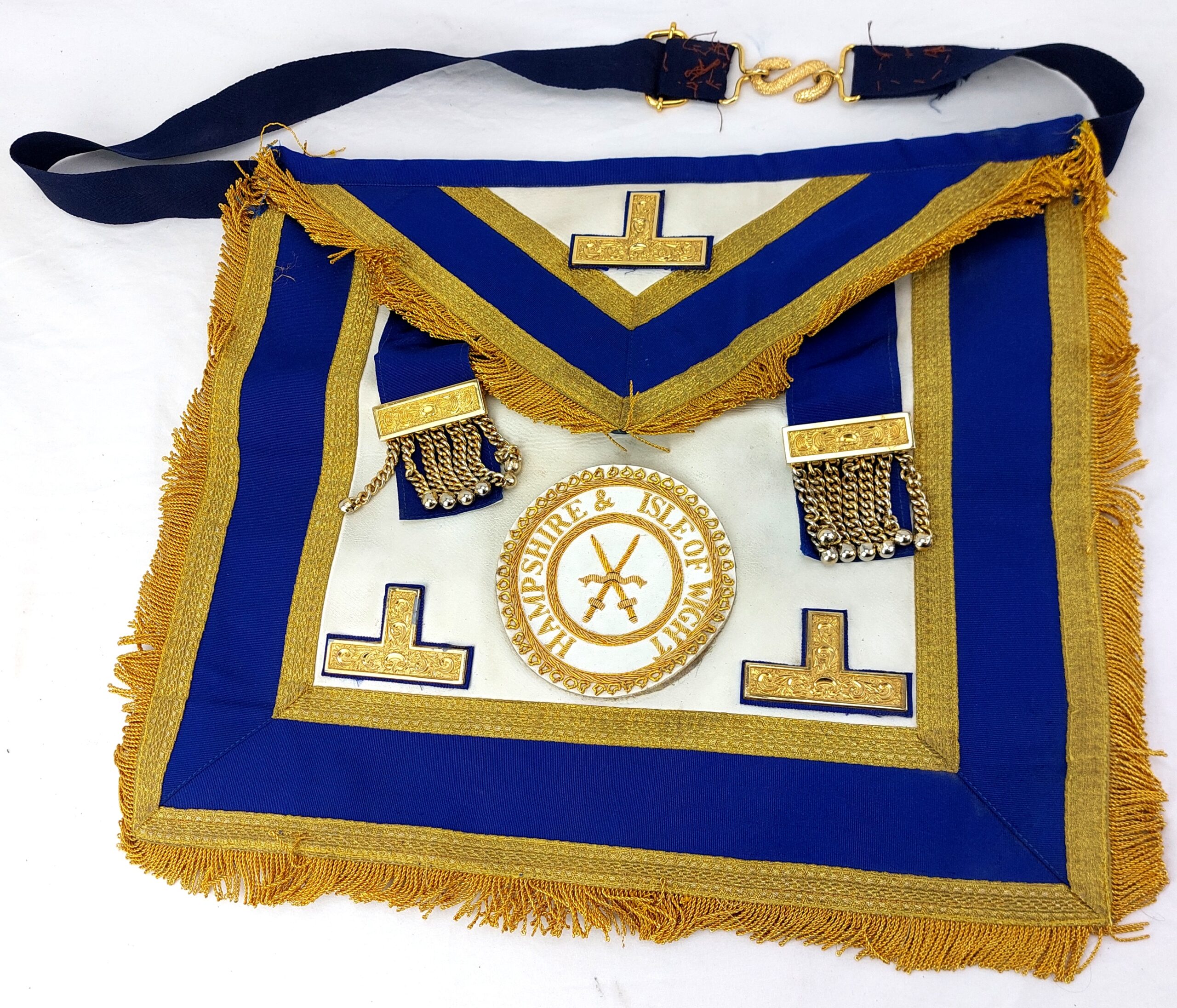Masonic Craft Dress Apron, Hampshire & Isle of Wight Sword Bearer Badge, with Levels