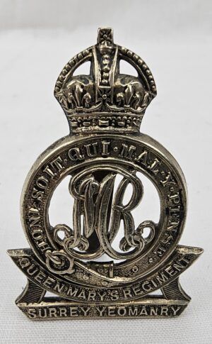 Queen Mary Regiment Surrey Yeomanry 1905 Cap Badge