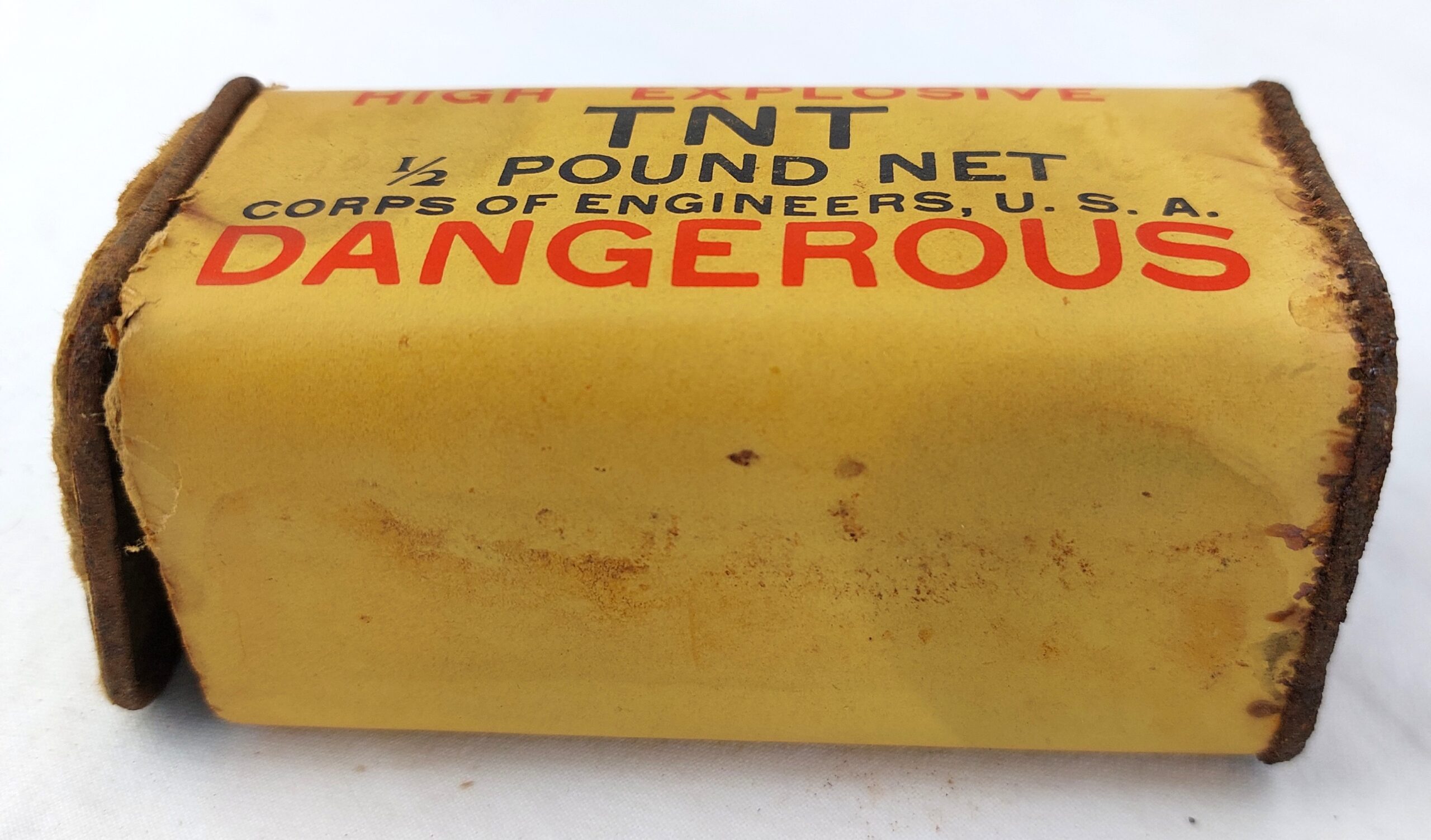 US, WW2, Empty TNT Package, "High Explosive TNT 1/2 Pound Net, Corps of Engineers, U.S.A., Dangerous" - Image 4