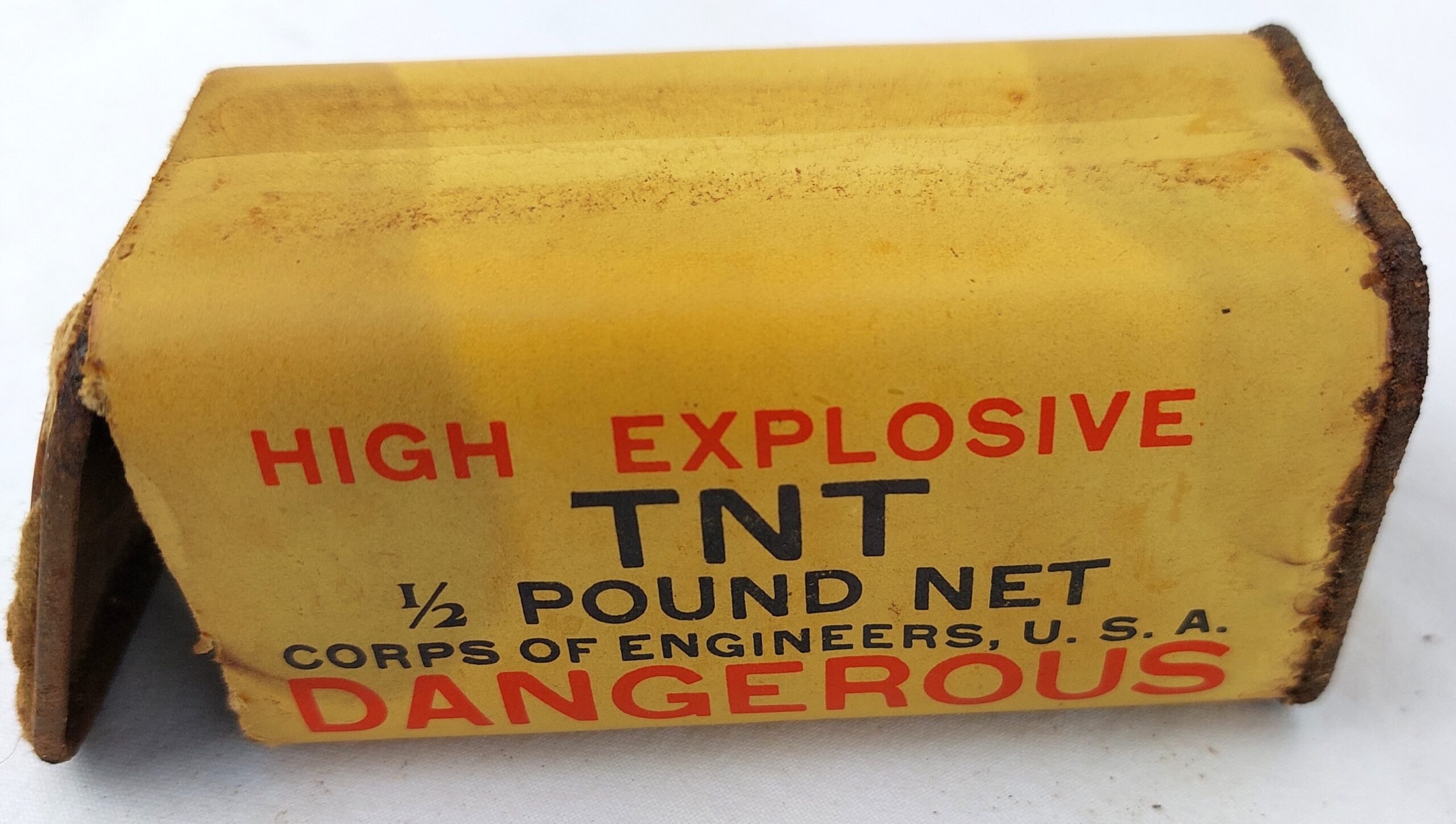 US, WW2, Empty TNT Package, "High Explosive TNT 1/2 Pound Net, Corps of Engineers, U.S.A., Dangerous" - Image 8