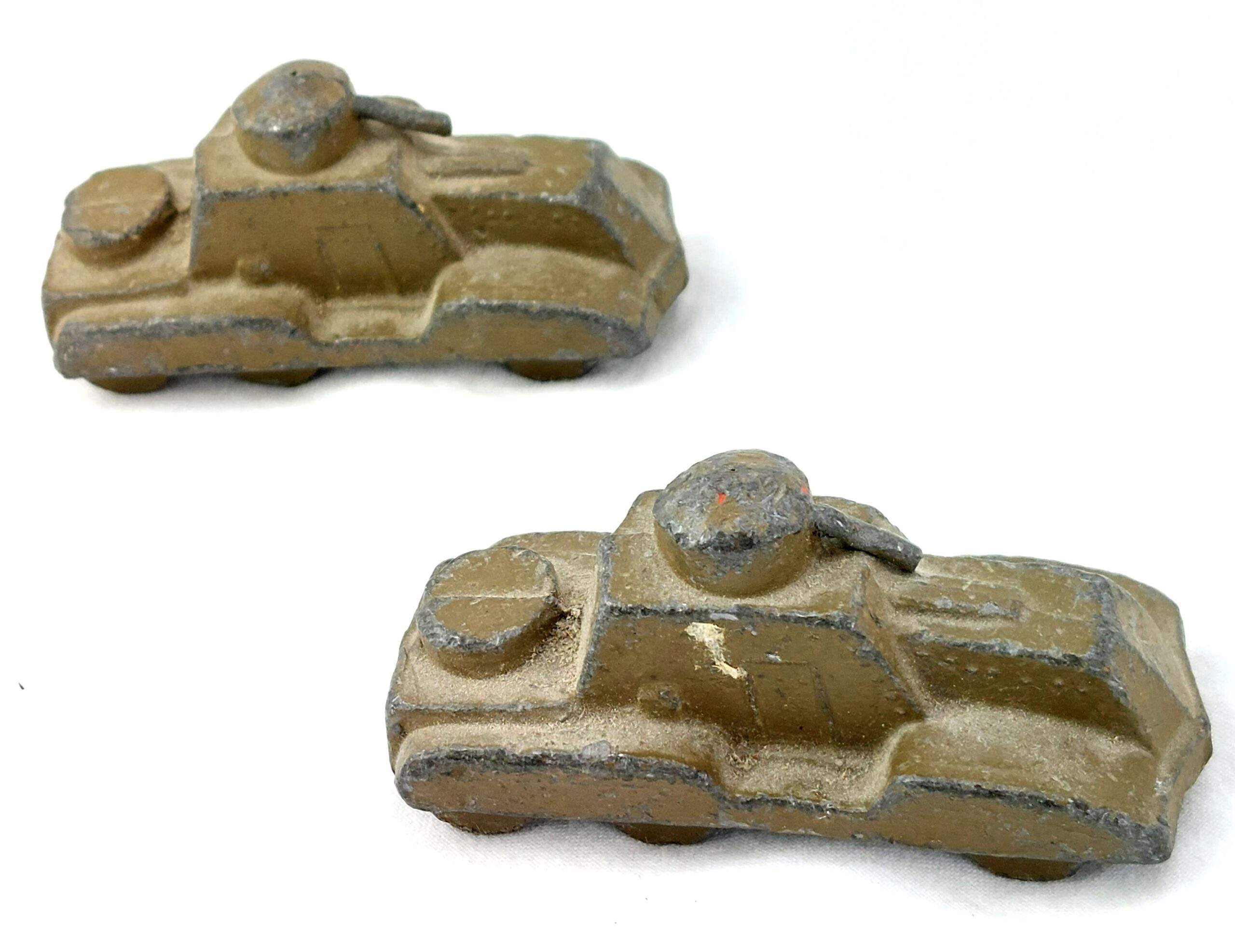 Vintage, Two Slush Cast Lead Army Toy Tanks - Image 3