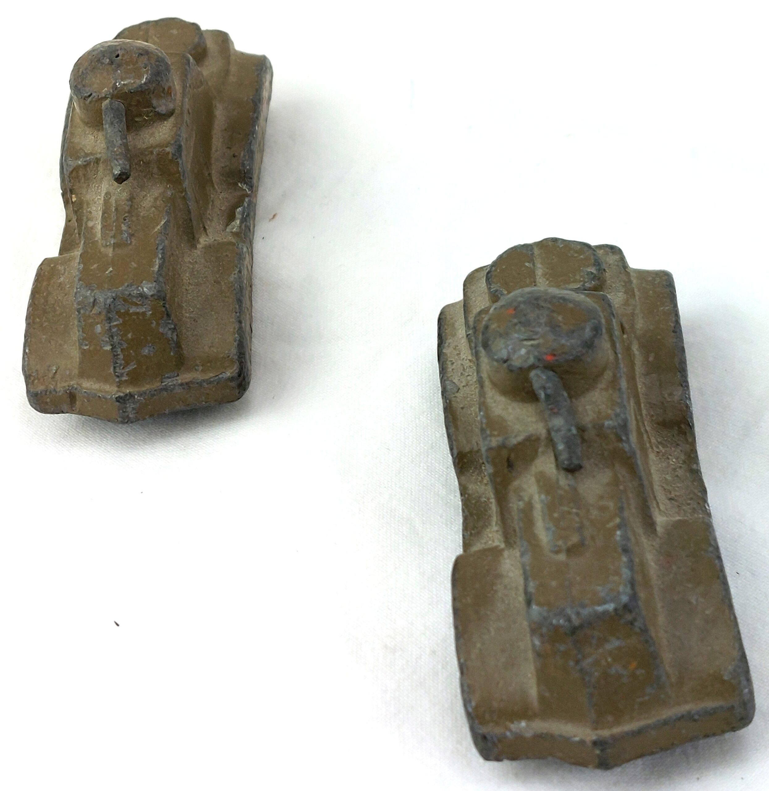 Vintage, Two Slush Cast Lead Army Toy Tanks - Image 5