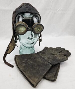 World War II German Leather Flying Helmet, Gloves And Goggles