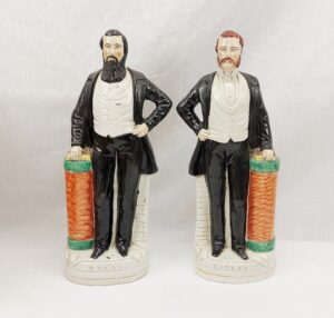19th Century Moody And Sankey American Evangelists Staffordshire Figures