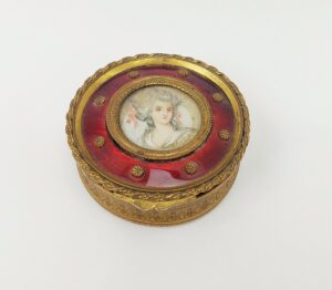 Fine Early 19th Century Enameled Gilt Brass Box With Gainsborough Style Portrait