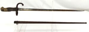 French, 1874 Pattern, Gras Bayonet and Scabbard. Maker and date marked 1877