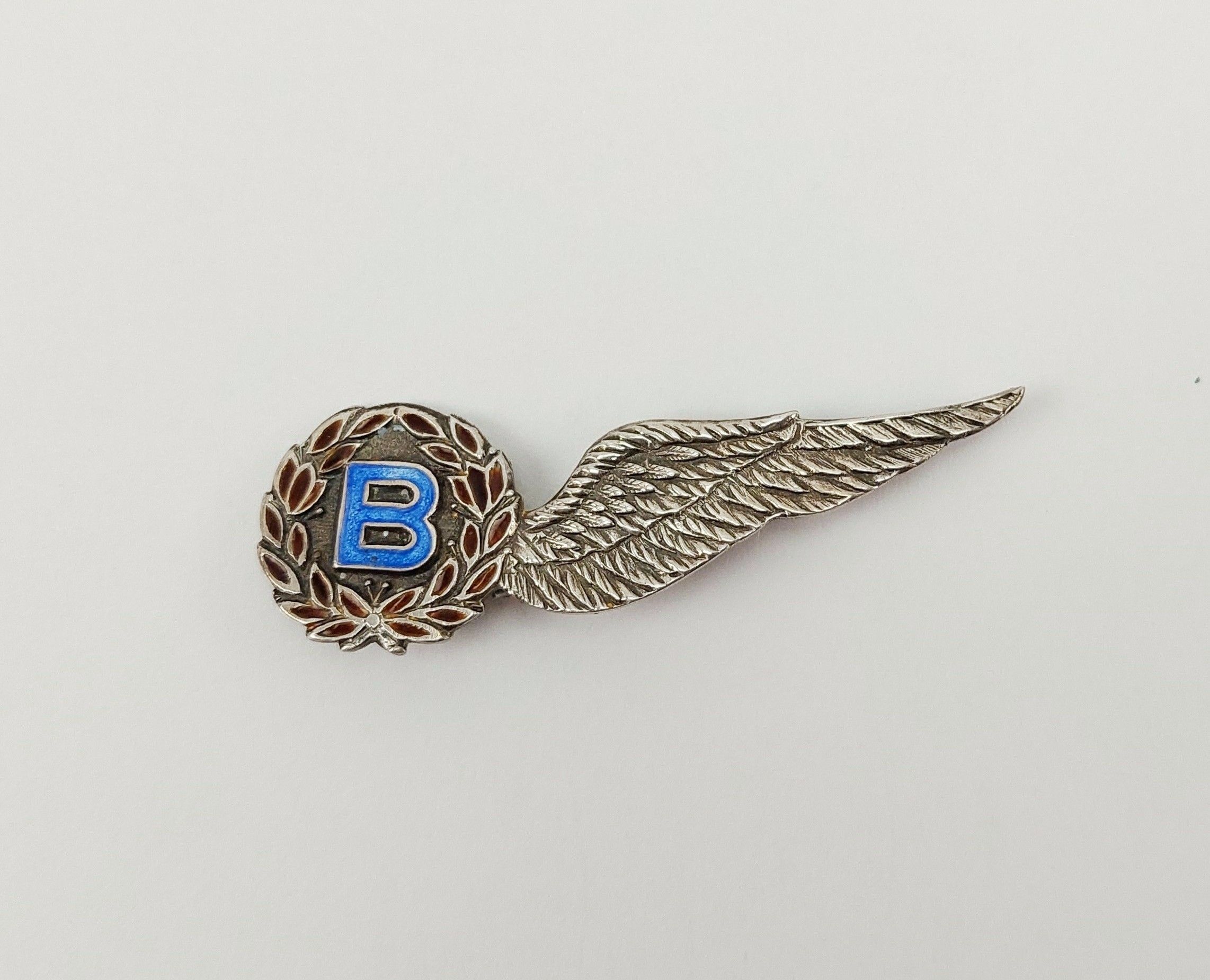 WW2 Sterling Silver & Enamel Bombardier Brevet Lapel Pin