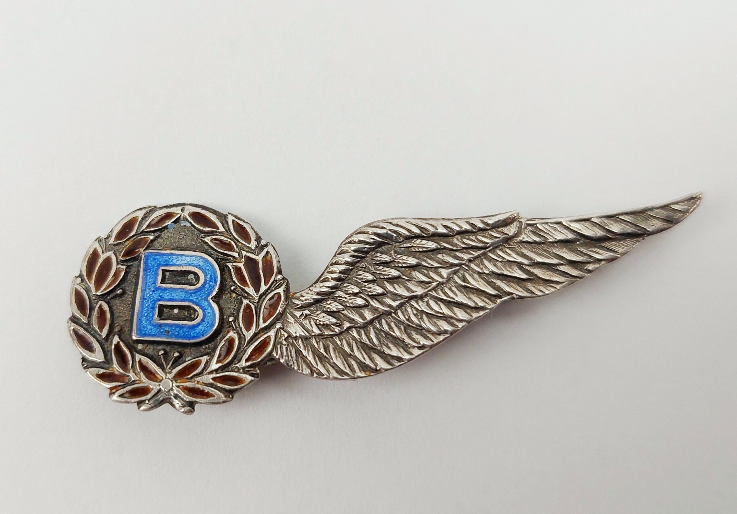 WW2 Sterling Silver & Enamel Bombardier Brevet Lapel Pin - Image 2