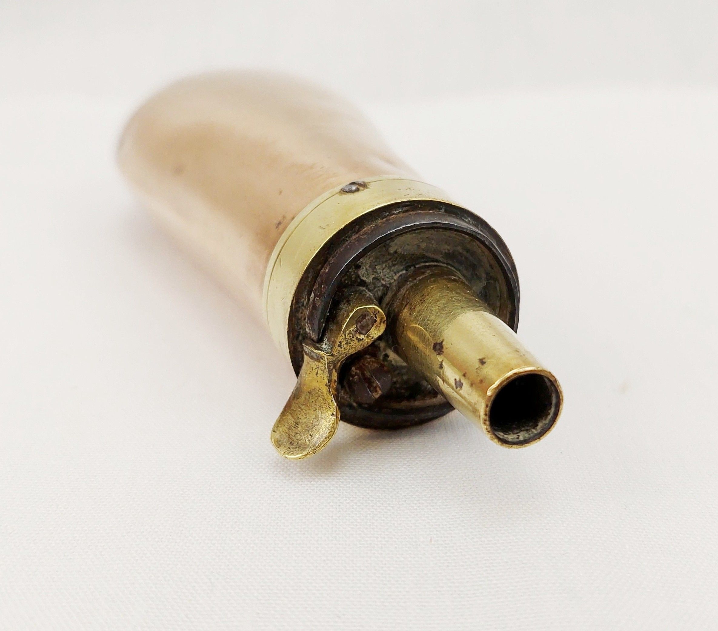 Mounted Circa 1860 Pepperbox Revolver And Powder Flask - Image 2