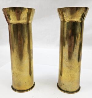 Pair Of Trench Art 2 Pounder Shell Case Vases
