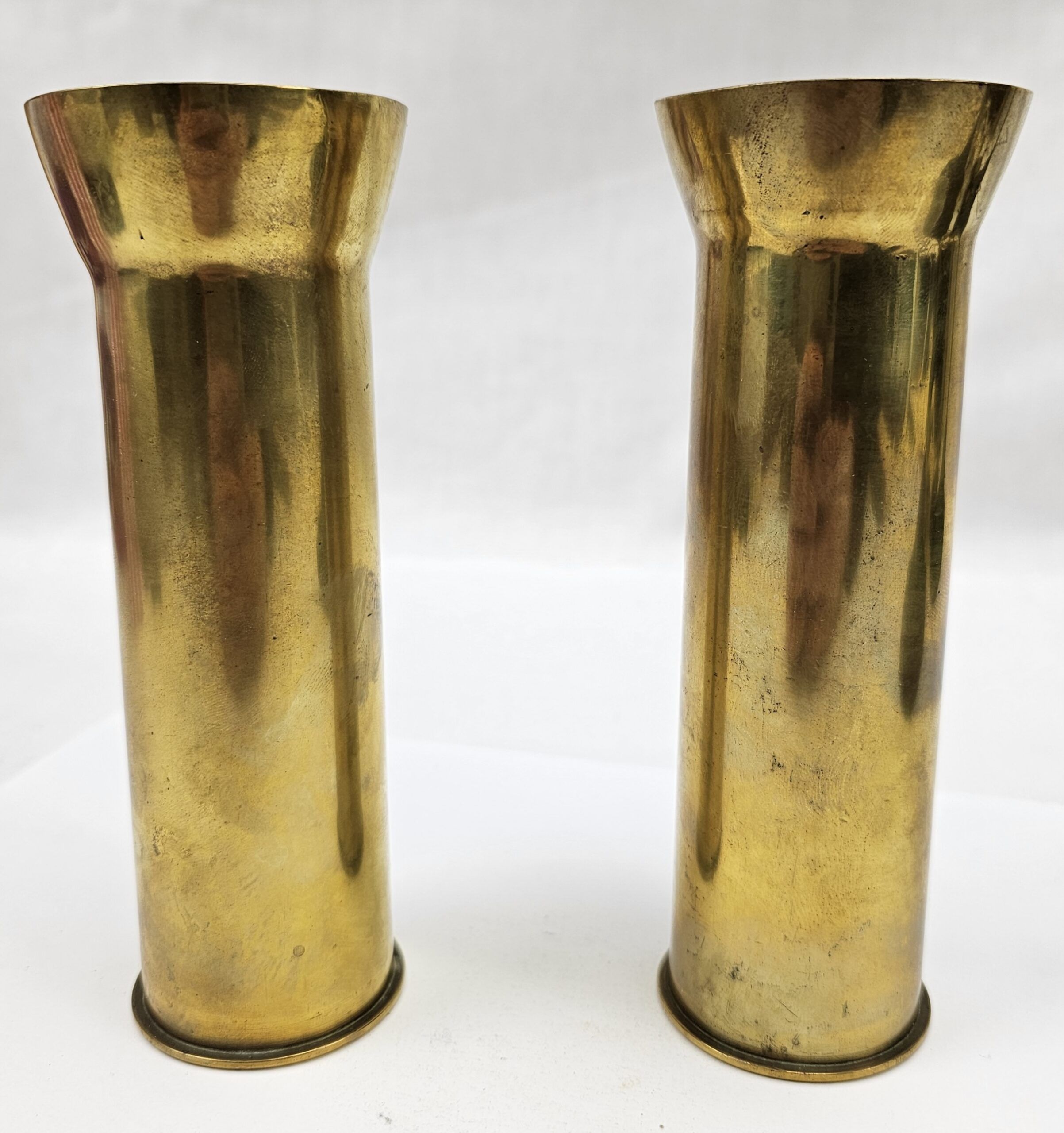 Pair Of Trench Art 2 Pounder Shell Case Vases