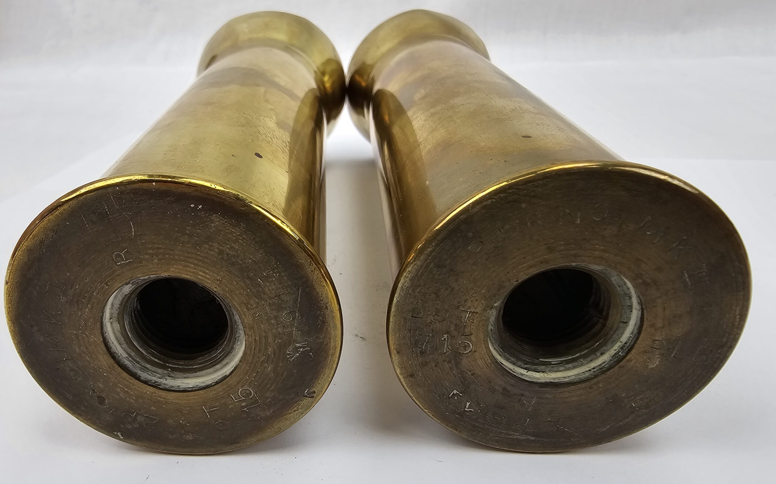 Pair Of Trench Art 2 Pounder Shell Case Vases - Image 2