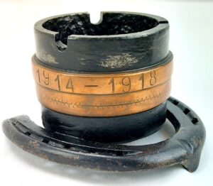 WW1, Belgian, Yser Front, "Diksmuide" Trench Art, Ashtray with Horseshoe, Dated 1914-1918