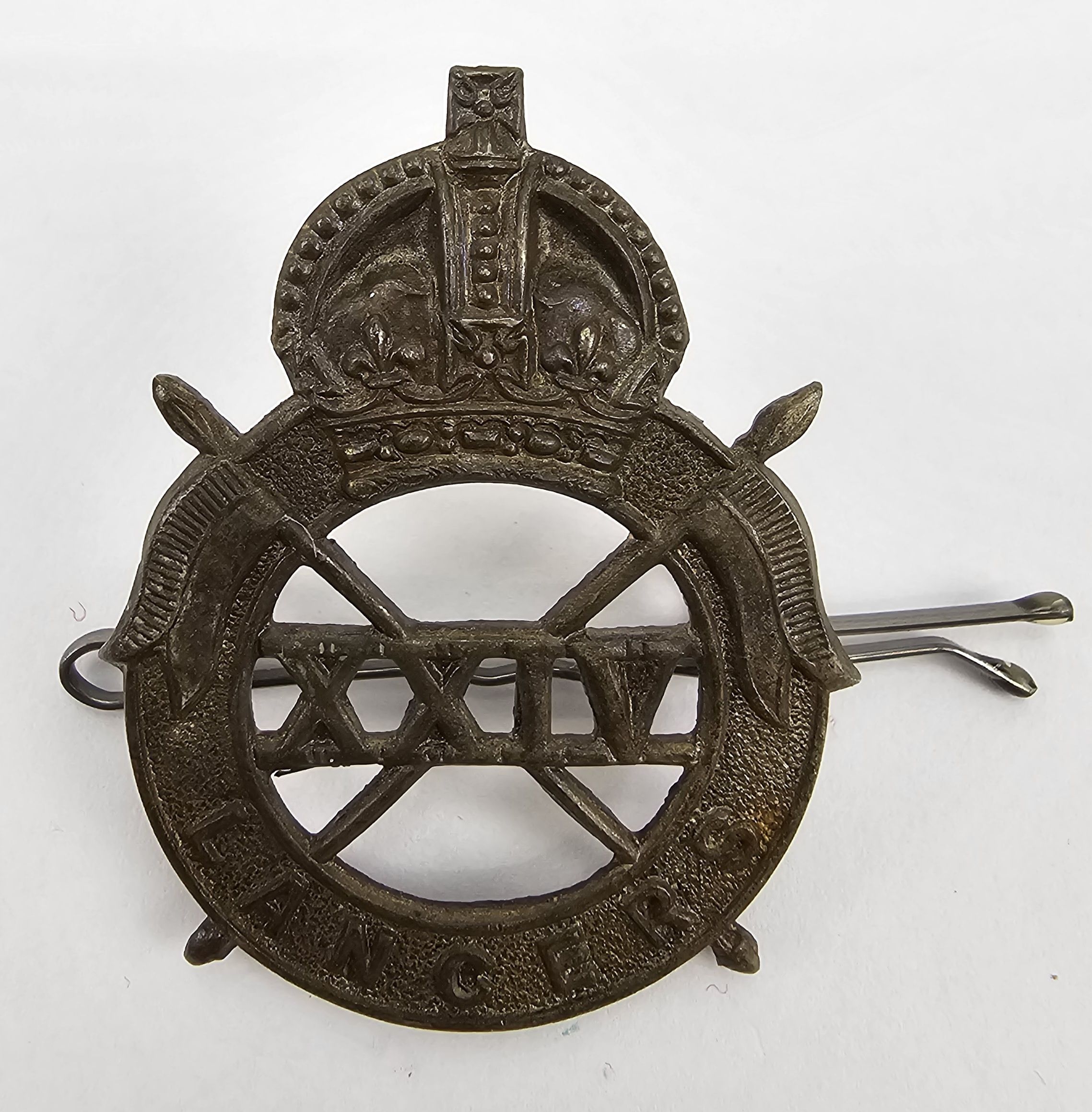 WW2 Raised 24th Lancers Cap Badge