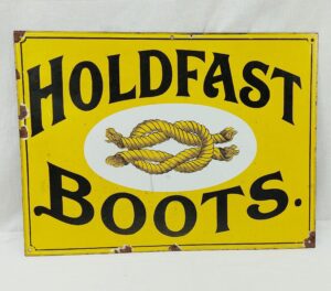 1930s Holdfast Boots Enamel Advertising Enamel Sign