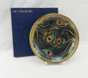 Boxed Circa 1997 Moorcroft Peacock Feather Plate