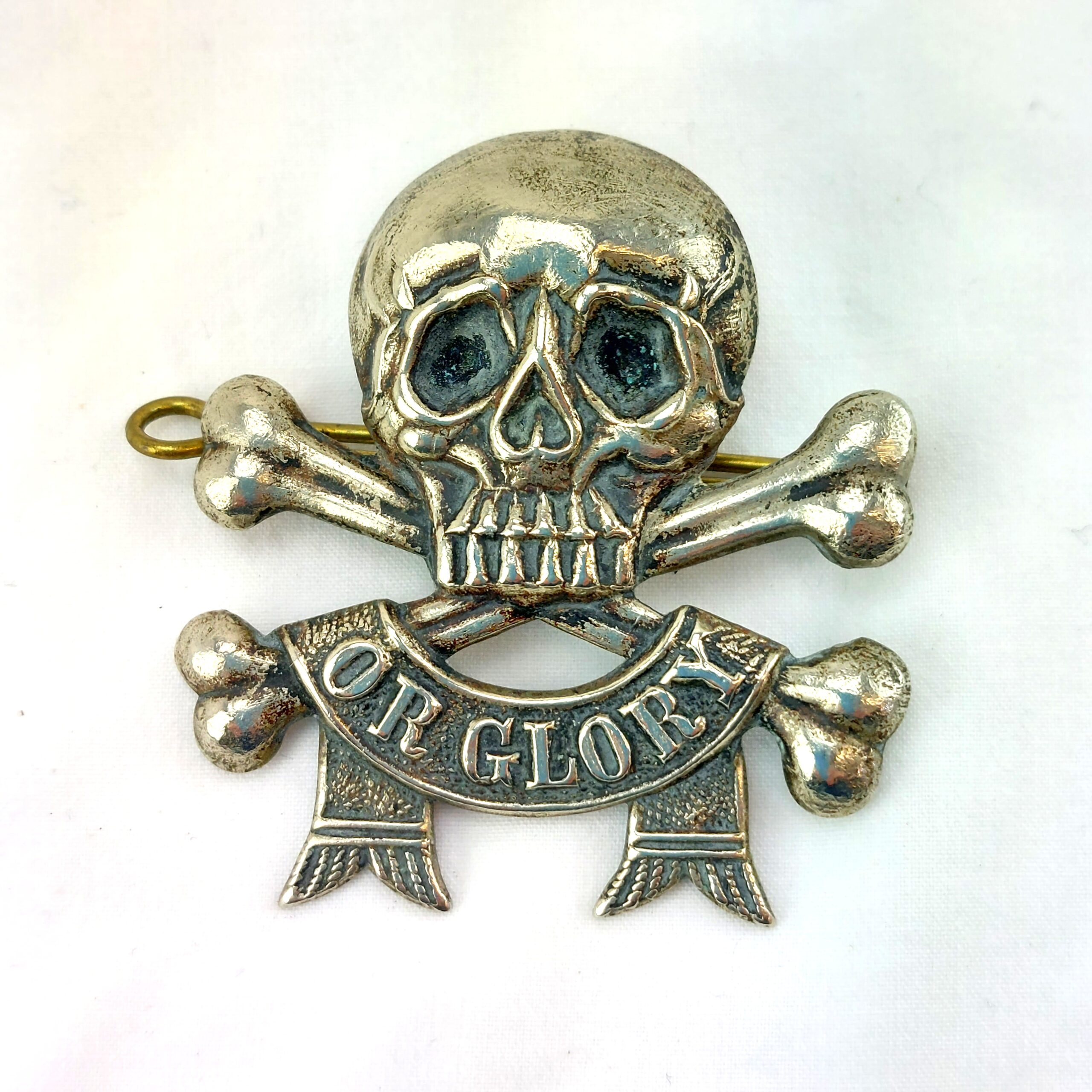 British, Original 17th/21st Lancers NCO Arm Badge Death or Glory, 2 lugs