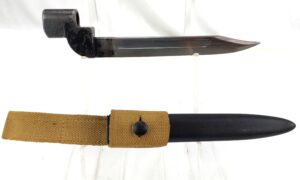 British, 1949, No 9 MK1. Socket Bayonet & Scabbard and Frog, Made by ROF Poole