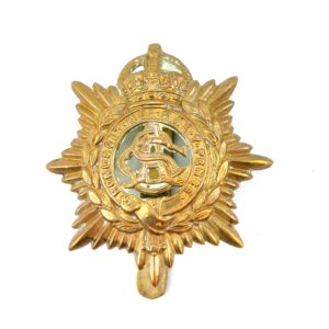 British, Original Army Service Corps (ASC) Brass Cap Badge, Voided Centre pre 1918, Kings Crown, Brass Slide