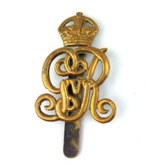 British, George Vth, Kings Own Norfolk Yeomanry Cap Badge, Kings Crown, Brass Slider