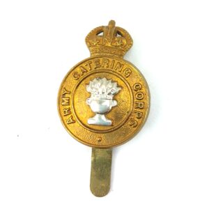 British, Original Army Catering Corps Bi-Metal Cap Badge, Maker Marked Buttons Ltd Birmingham, Kings Crown