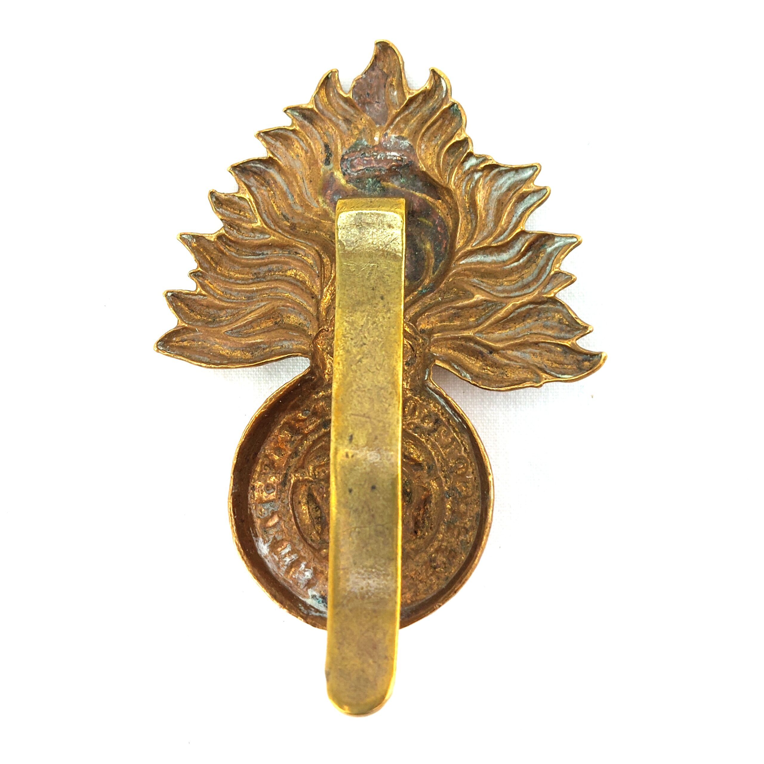 British, Original Edwardian Royal Fusiliers 1st-4th Battalions City of London Regiment Cap Badge, Kings Crown, Brass Slide - Image 2