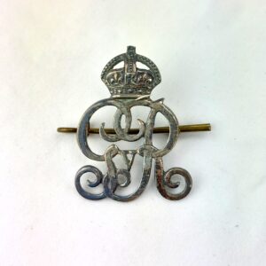British, Original, George Vth Kings Own Yeomanry Other Ranks White Metal Cap Badge, Kings Crown, 2 Lugs
