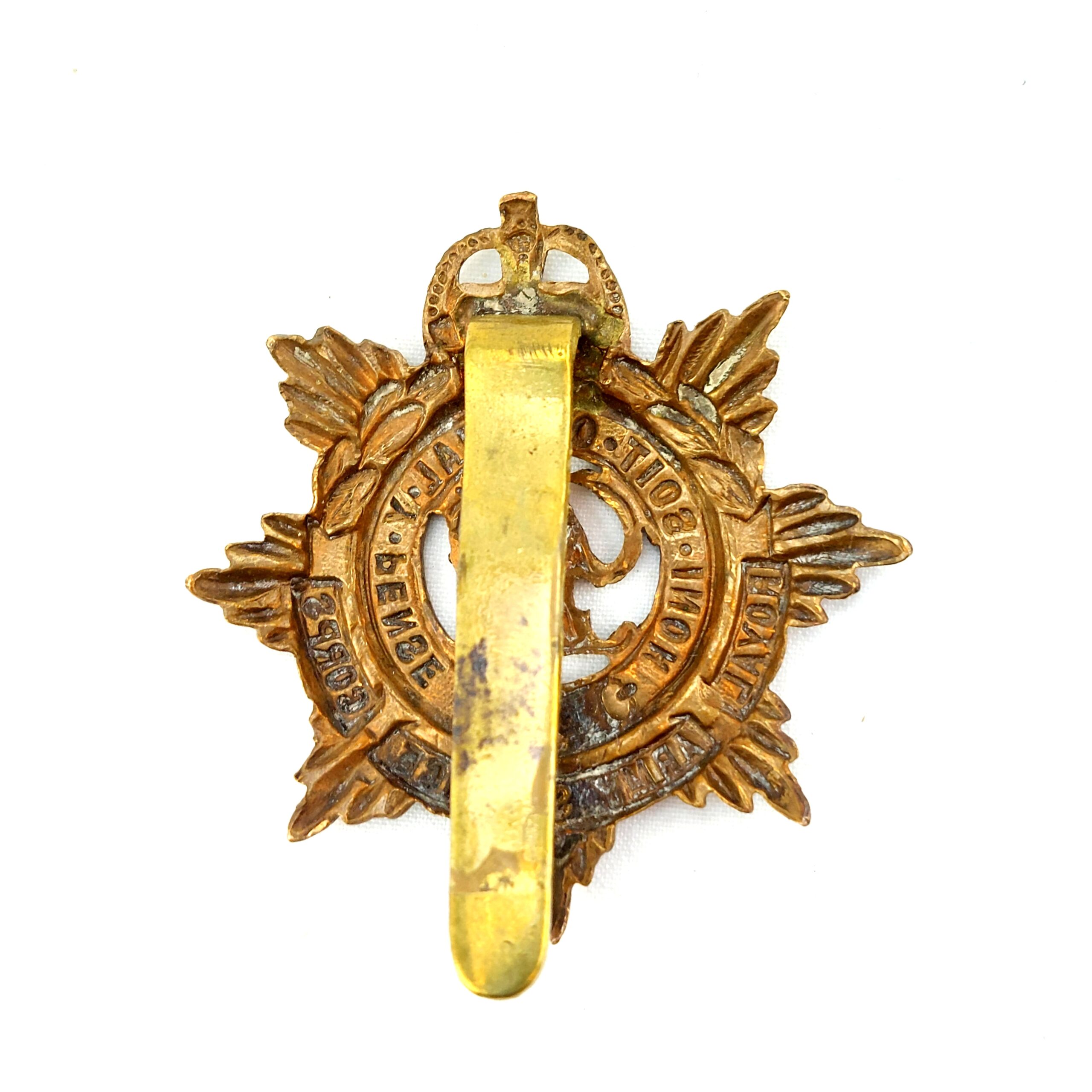 British, Original George Vth Royal Army Services Corps (RASC) Bronze Cap Badge, Kings Crown, Brass Slide - Image 2