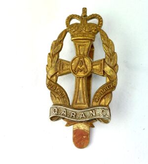 British, Original Queen Alexandra's Royal Army Nursing Corps (Q.A.R.A.N.C) Cap Badge, Queens Crown, Brass Slider