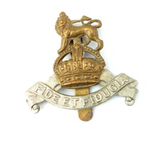 British, Original Royal Army Pay Corps (RAPC) (Fide et Fiducia) Cap Badge, Kings Crown