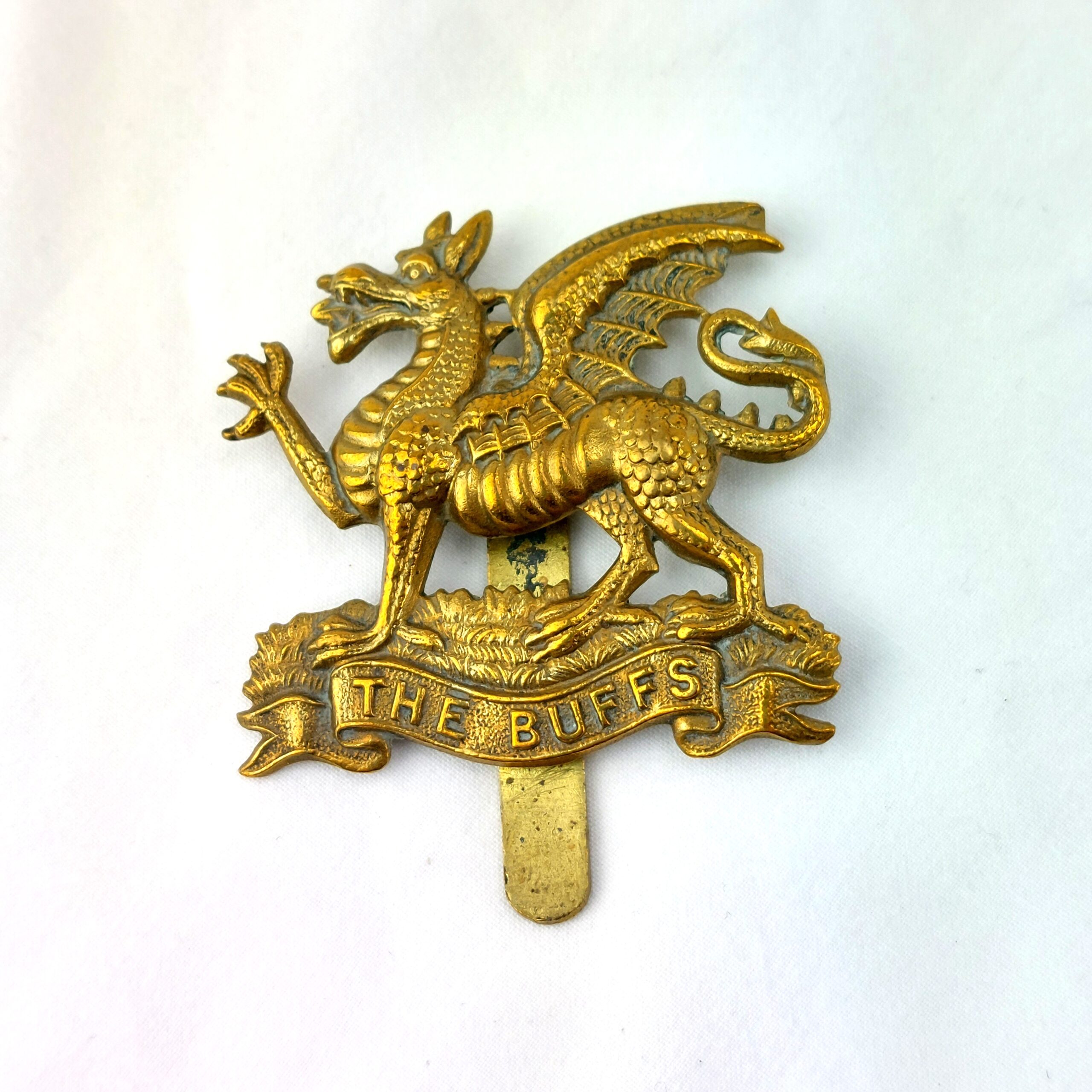 British, Original "The Buffs", Royal East Kent Regimental Brass Cap Badge