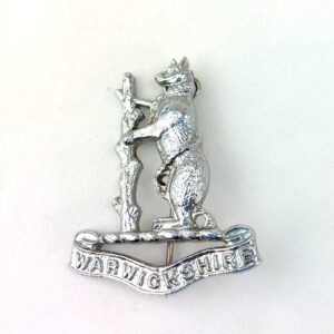 British, Original Warwickshire Yeomanry White Metal Cap Badge, Brooch backed, Both feet on the Floor