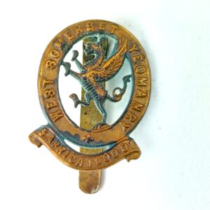 British, Original, West Somerset Yeomanry S. Africa 1900-01 Cap Badge, Brass Slider